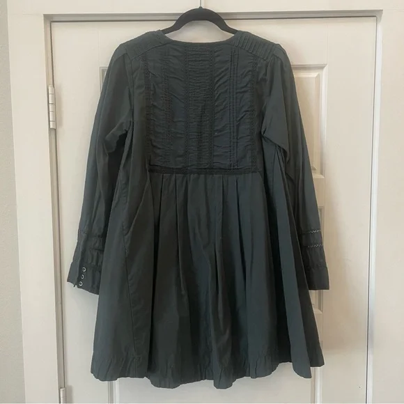 Free People Navy Lace Button Up Long Sleeve Dress Size Medium 100% Cotton - Picture 8 of 14